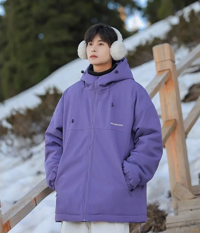 Thickened Quilted Hooded Puffer Jacket for Outdoor Activities