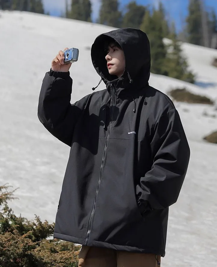 Thickened Quilted Hooded Puffer Jacket for Outdoor Activities