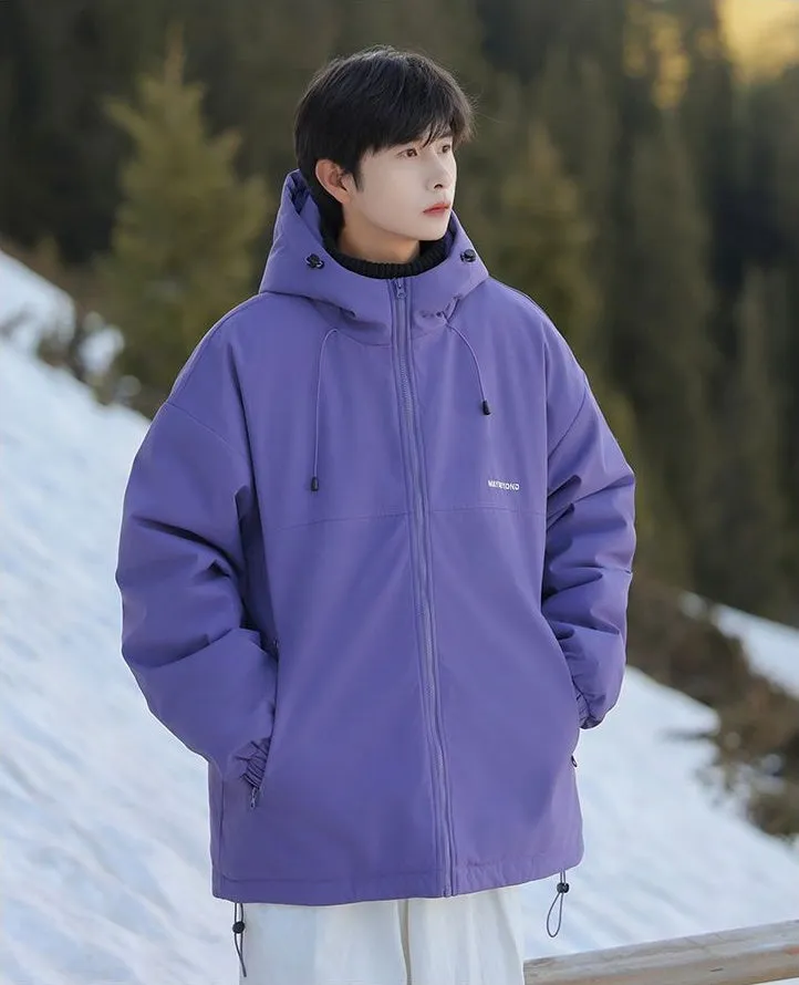Thickened Quilted Hooded Puffer Jacket for Outdoor Activities