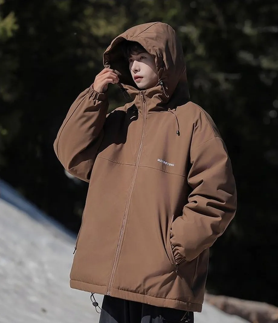 Thickened Quilted Hooded Puffer Jacket for Outdoor Activities
