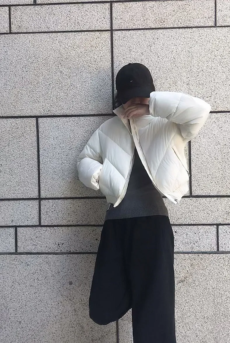 Thickened Relaxed-Fit Puffed Jacket with Elastic Band Cuffs for Women