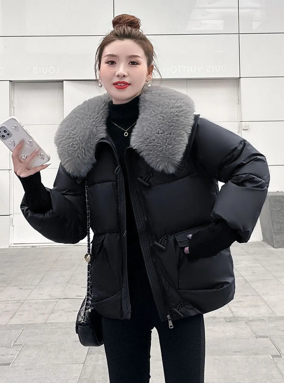 Thickened Waterproof Quilted Puffer Jacket for Women
