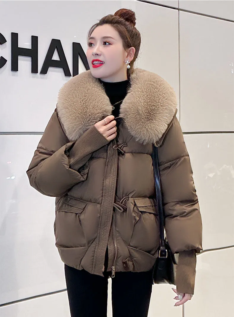 Thickened Waterproof Quilted Puffer Jacket for Women