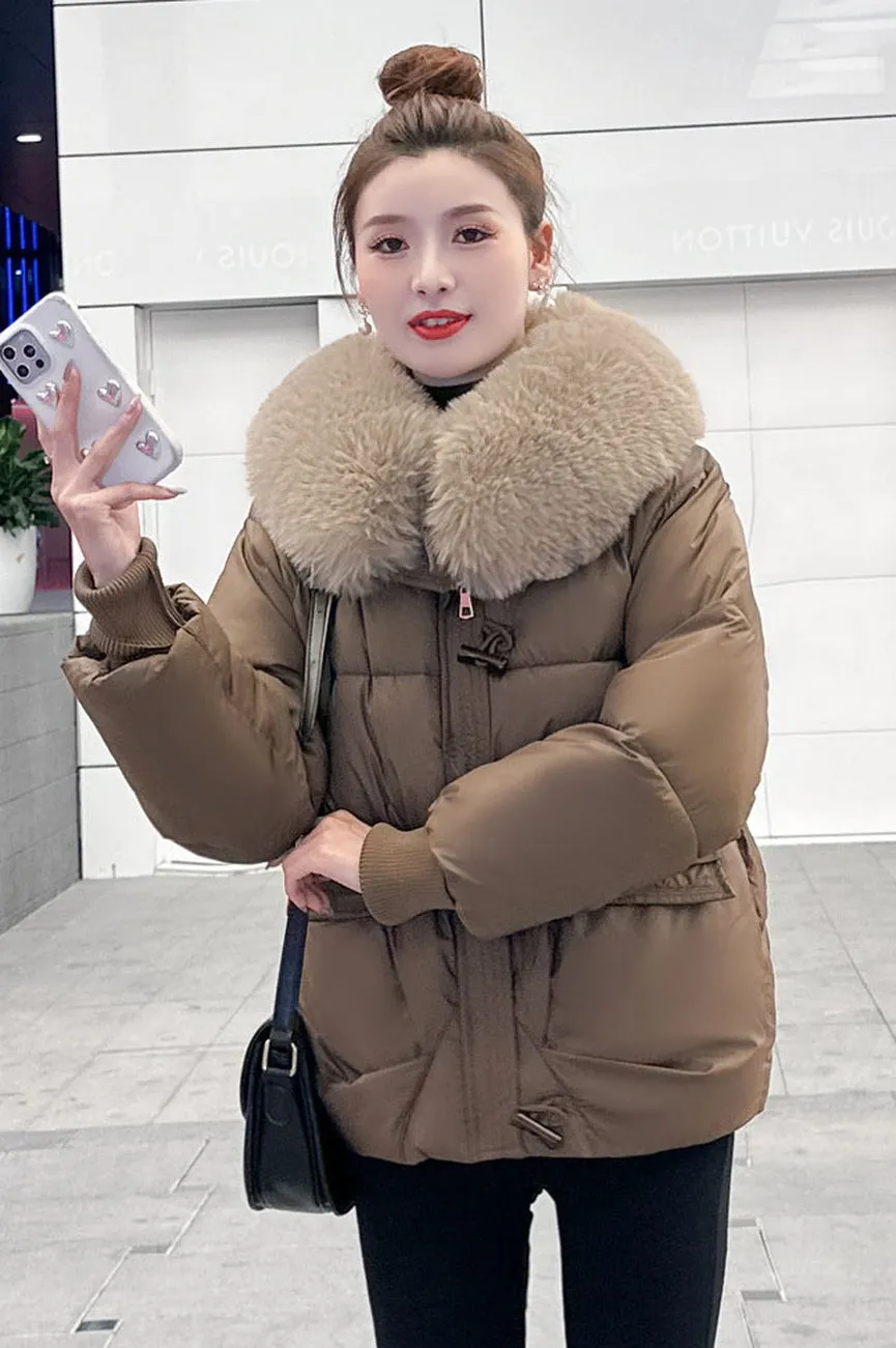 Thickened Waterproof Quilted Puffer Jacket for Women