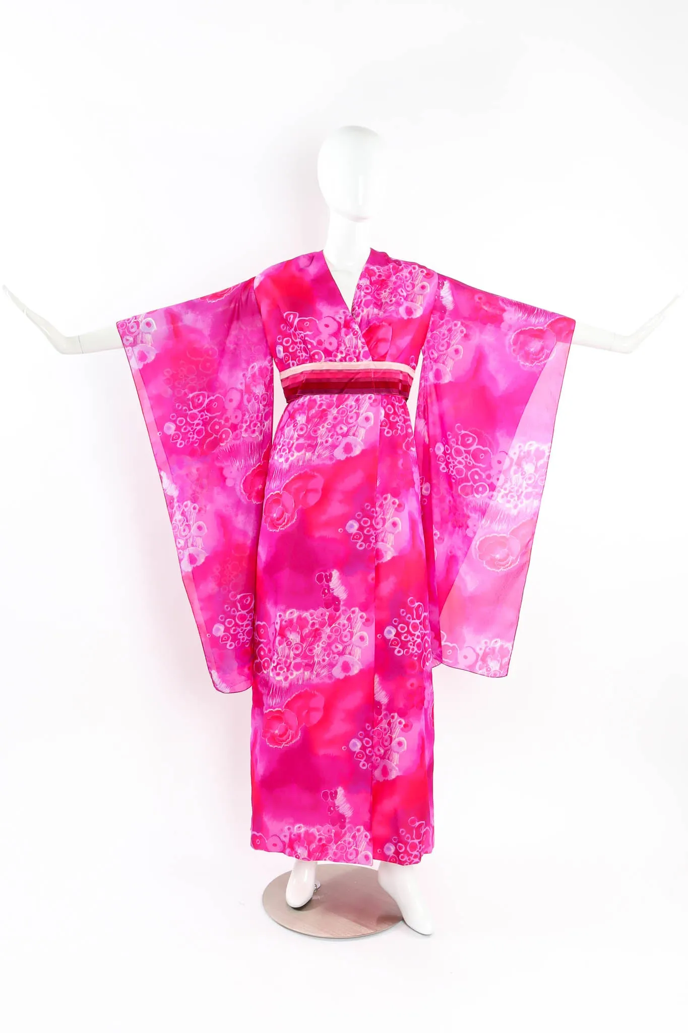 Tie-Dye Floral Kimono Dress
