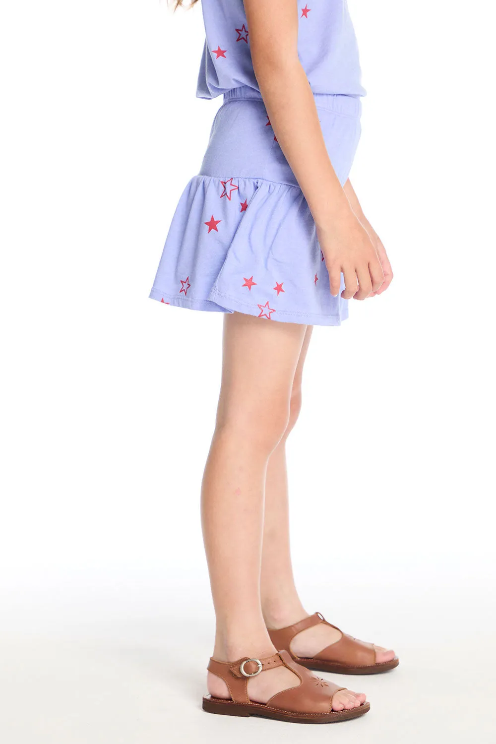 Tossed Stars Powder Blue Peplum Skort