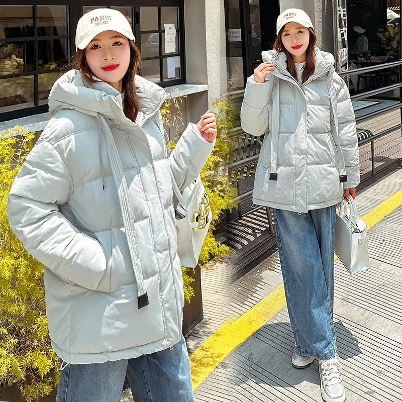 Trendy Solid Hooded Puffer Jacket for Women