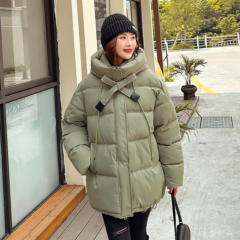 Trendy Solid Hooded Puffer Jacket for Women