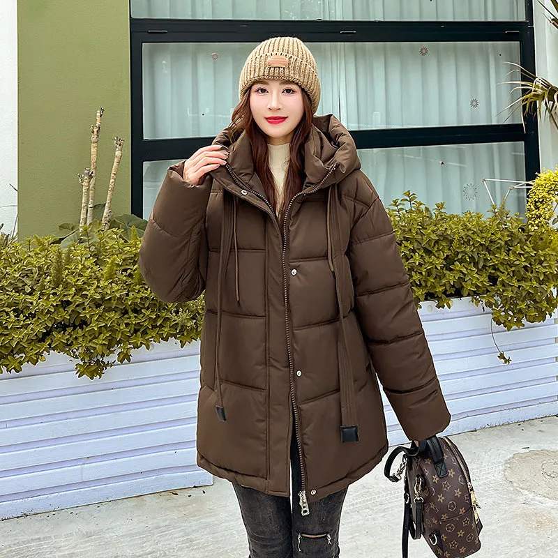 Trendy Solid Hooded Puffer Jacket for Women