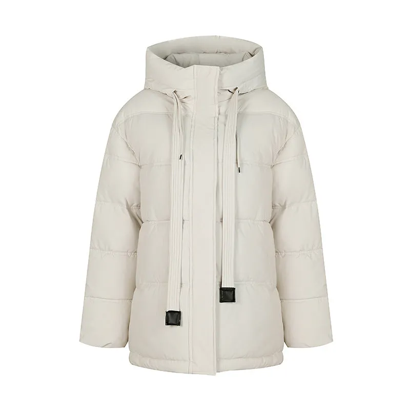 Trendy Solid Hooded Puffer Jacket for Women