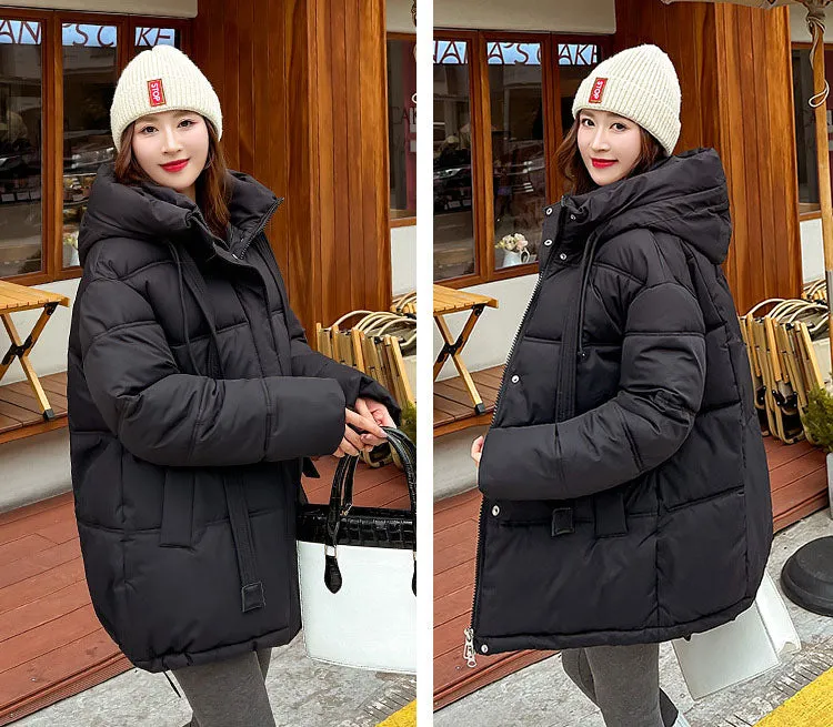 Trendy Solid Hooded Puffer Jacket for Women