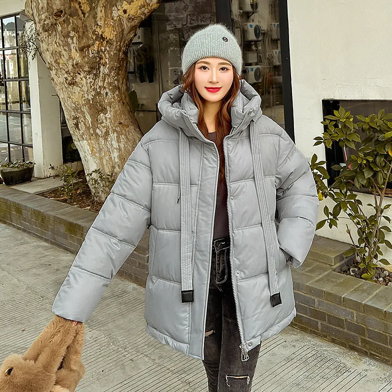 Trendy Solid Hooded Puffer Jacket for Women
