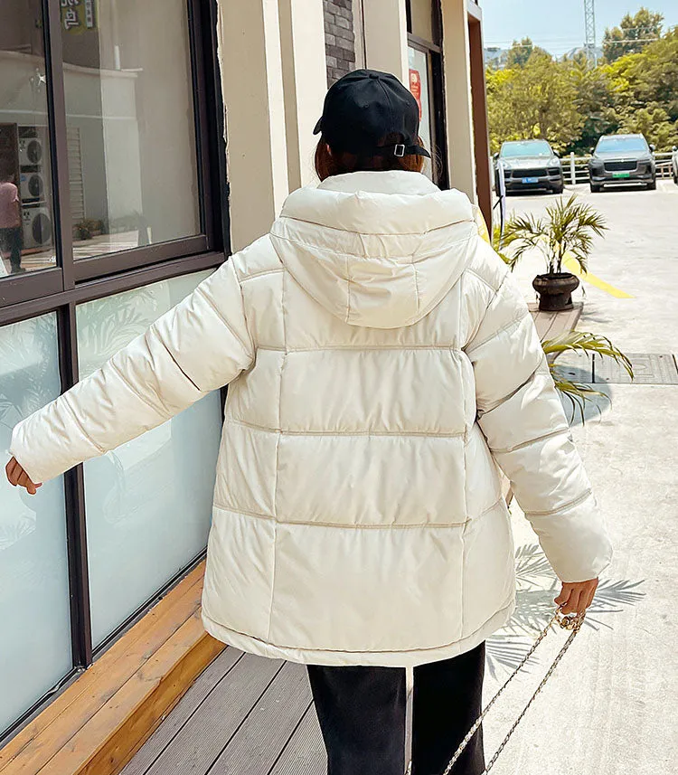 Trendy Solid Hooded Puffer Jacket for Women