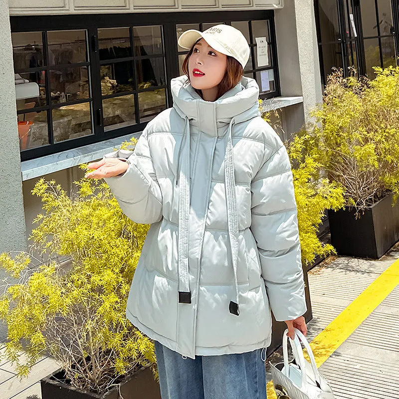 Trendy Solid Hooded Puffer Jacket for Women