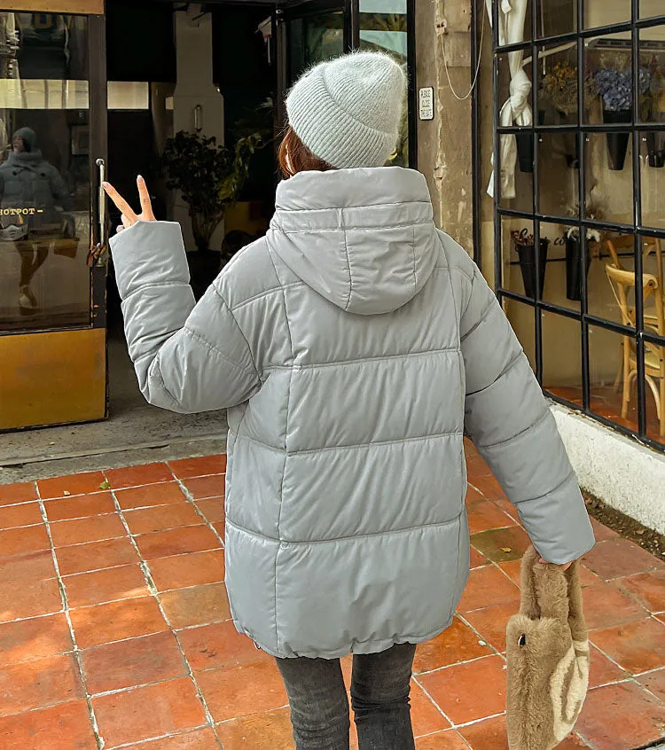 Trendy Solid Hooded Puffer Jacket for Women