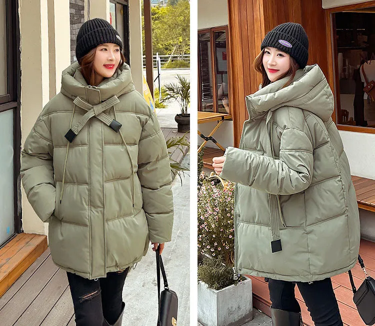 Trendy Solid Hooded Puffer Jacket for Women
