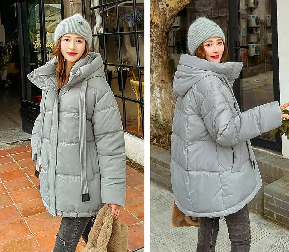 Trendy Solid Hooded Puffer Jacket for Women