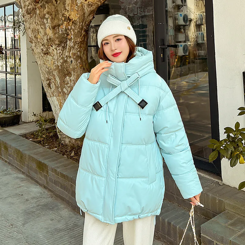Trendy Solid Hooded Puffer Jacket for Women