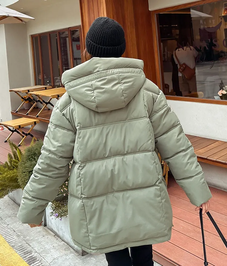 Trendy Solid Hooded Puffer Jacket for Women