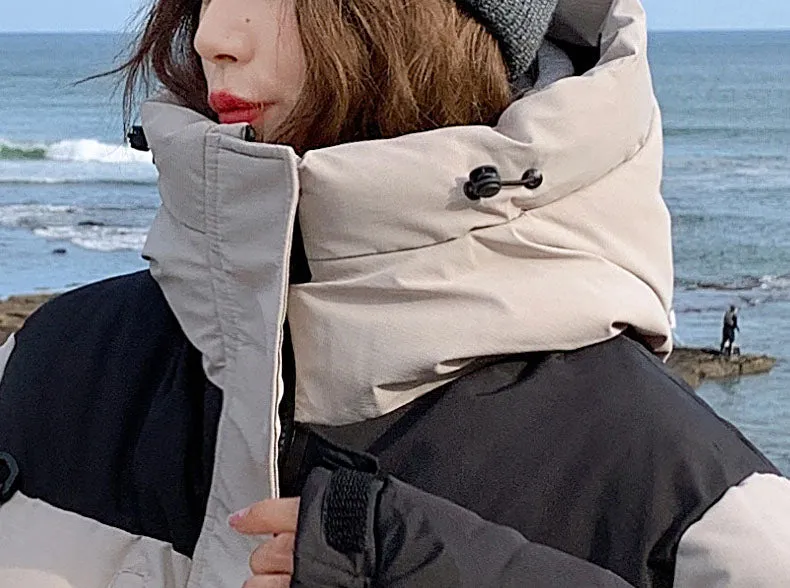 Trendy Two-Tone Women's Puffer Jacket with In-Seam Pockets