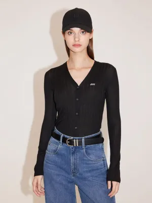 V-Neck Embroidered Slim Woolen Jacket