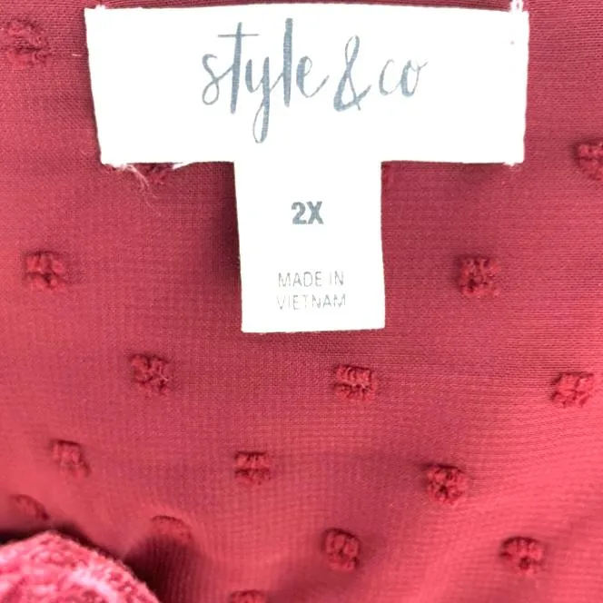 V-Neck Swiss Dot Top Plus Size Women's Blouses