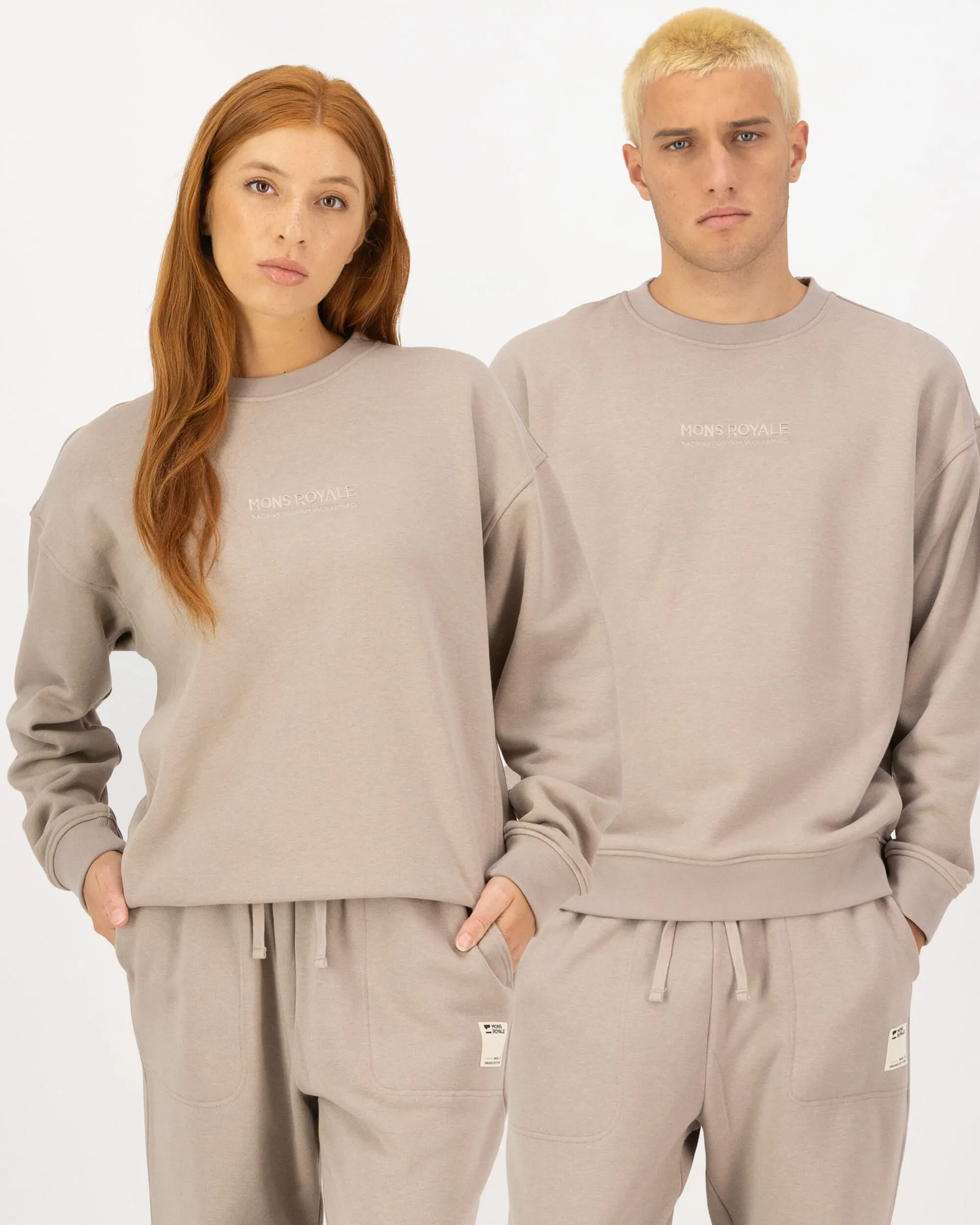Verdant Merino Organic Cotton Crew - Taupe