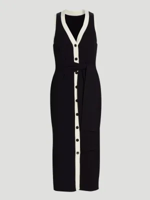 Victoria Sleeveless Front-Tie Midi Dress