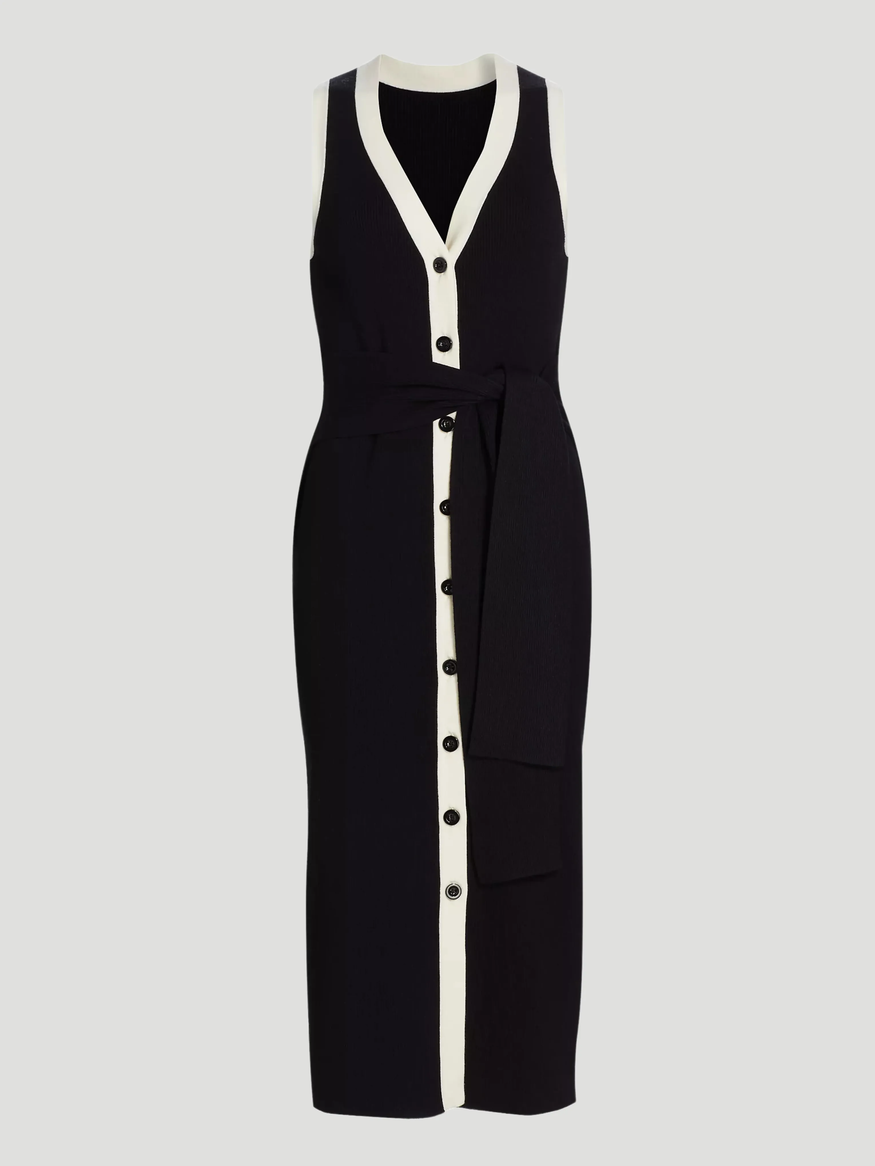 Victoria Sleeveless Front-Tie Midi Dress