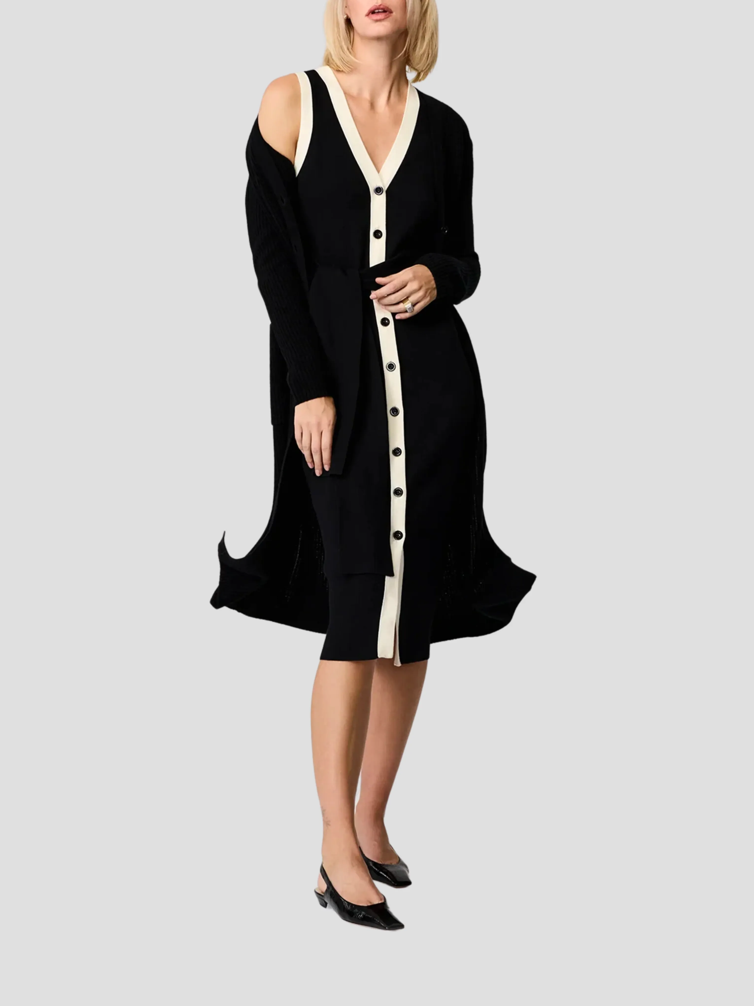Victoria Sleeveless Front-Tie Midi Dress