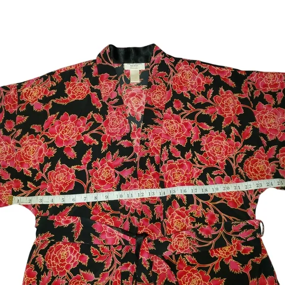 VICTORIA'S SECRET Collection Vintage Y2K Gold Label Blk/Red/Gold Kimono Robe S/M