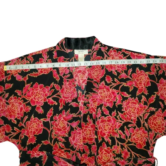 VICTORIA'S SECRET Collection Vintage Y2K Gold Label Blk/Red/Gold Kimono Robe S/M