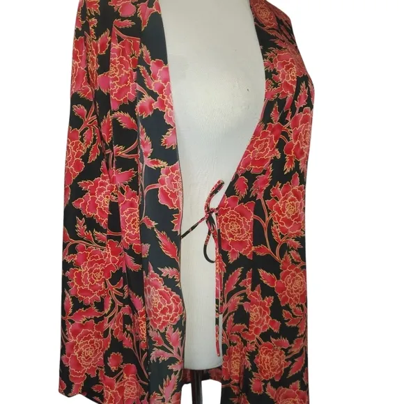 VICTORIA'S SECRET Collection Vintage Y2K Gold Label Blk/Red/Gold Kimono Robe S/M