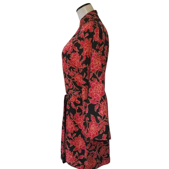 VICTORIA'S SECRET Collection Vintage Y2K Gold Label Blk/Red/Gold Kimono Robe S/M
