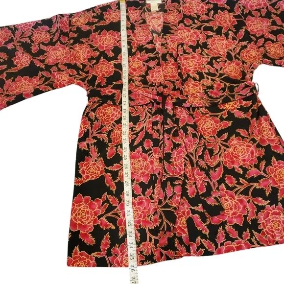 VICTORIA'S SECRET Collection Vintage Y2K Gold Label Blk/Red/Gold Kimono Robe S/M