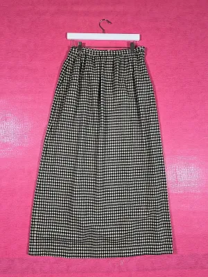 Vintage 60s Wool Gingham Maxi Skirt - Best Fits Size S-M
