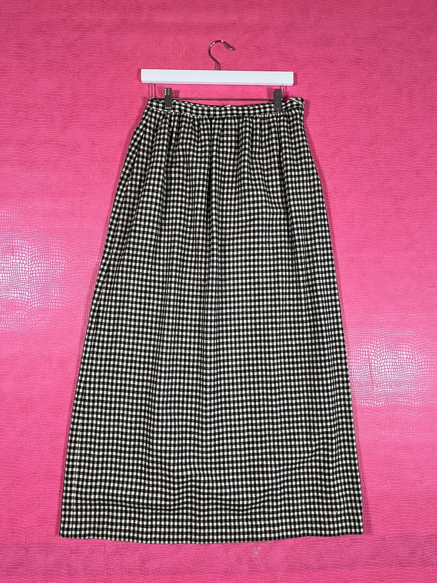 Vintage 60s Wool Gingham Maxi Skirt - Best Fits Size S-M