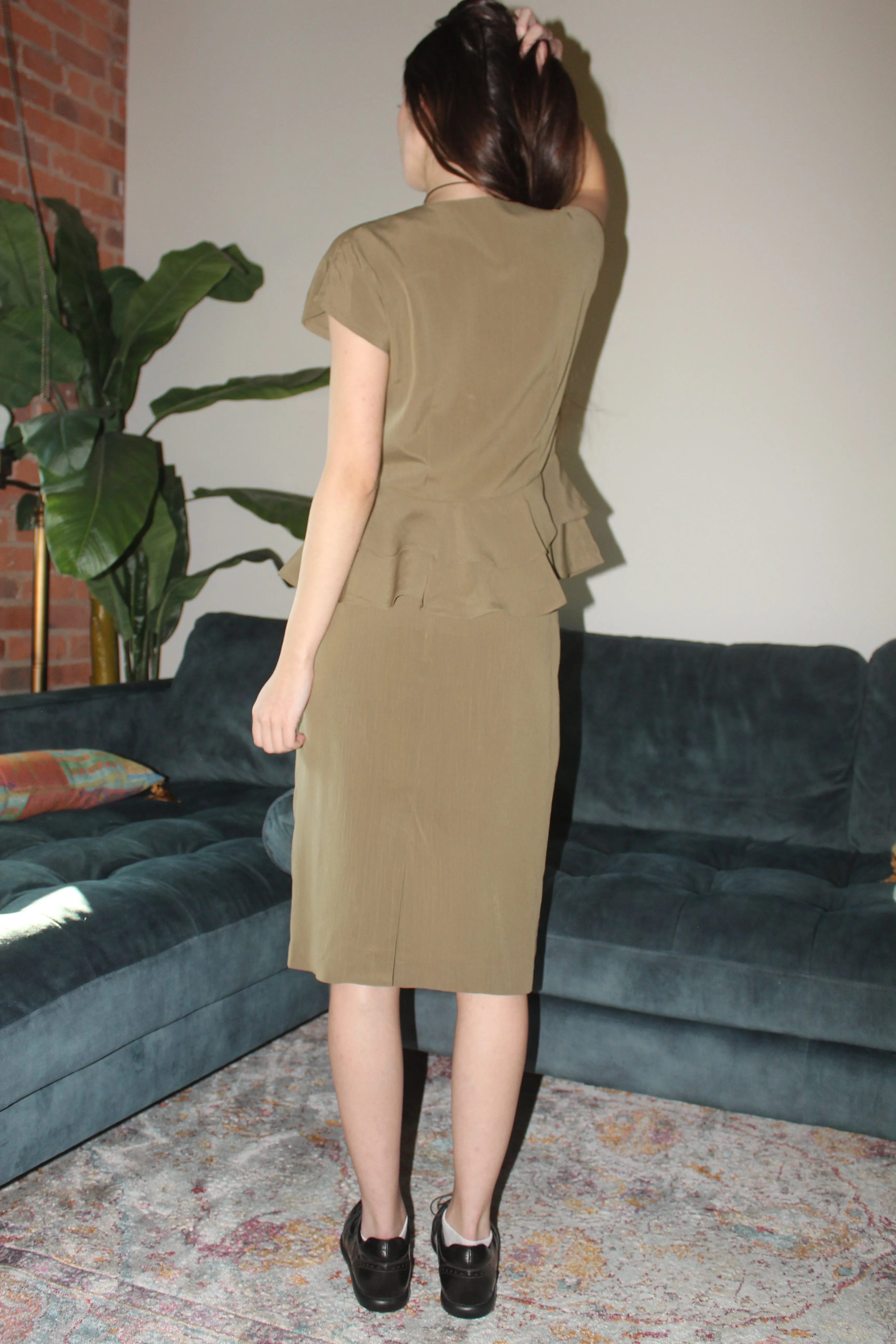 Vintage 80s Olive Twin Set (S)