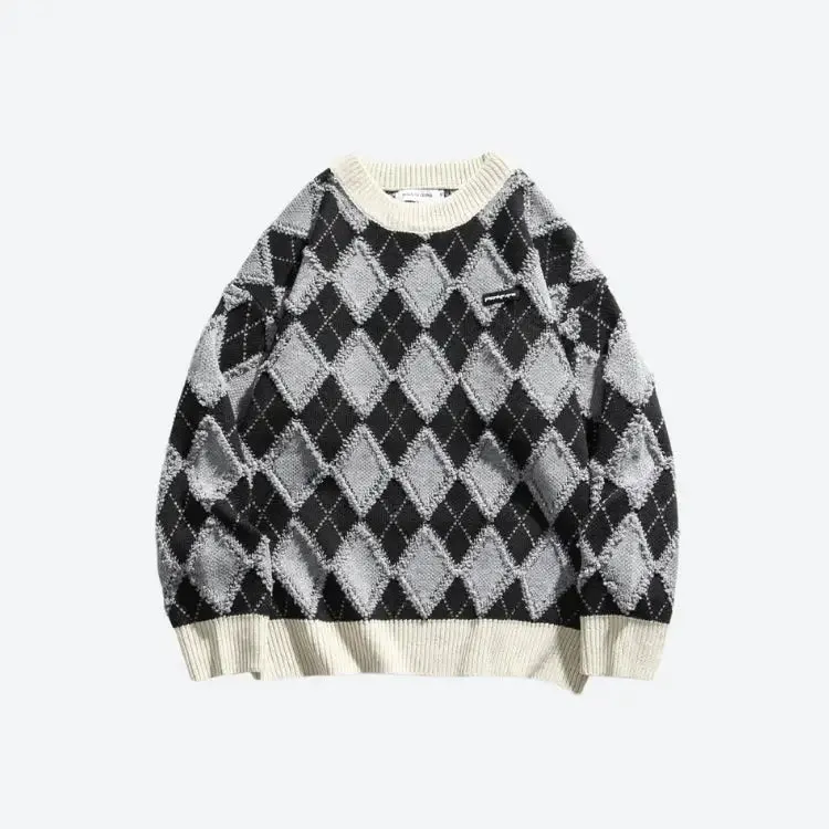 Vintage Argyle Knitted Sweater for a Cozy Winter Look