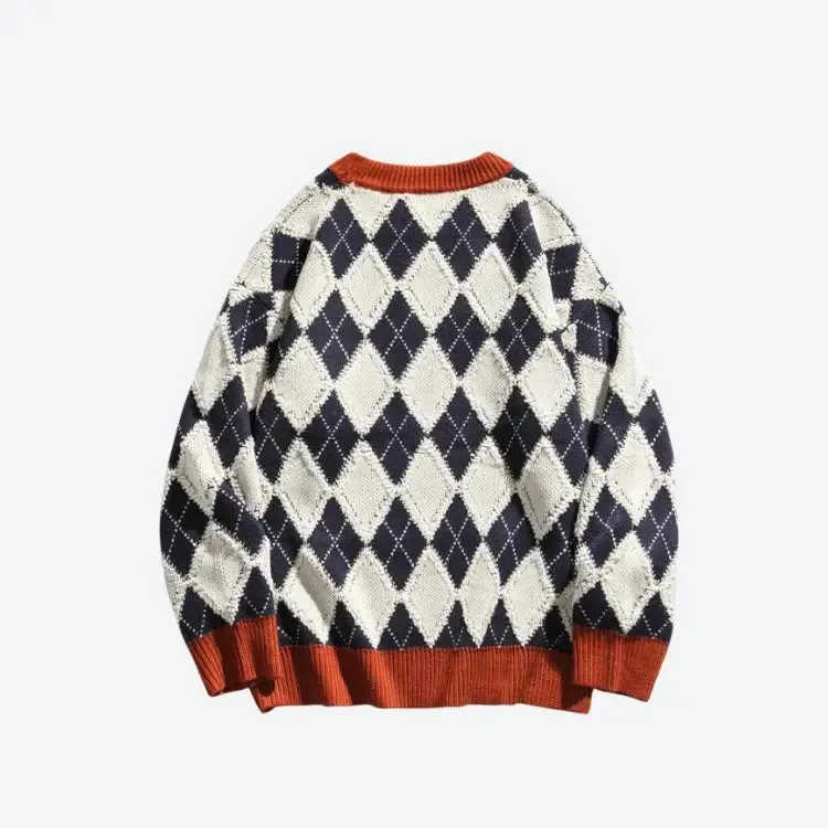 Vintage Argyle Knitted Sweater for a Cozy Winter Look