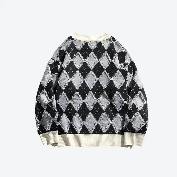 Vintage Argyle Knitted Sweater for a Cozy Winter Look