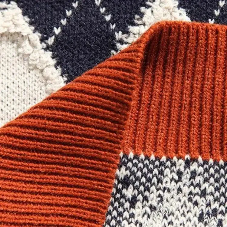 Vintage Argyle Knitted Sweater for a Cozy Winter Look