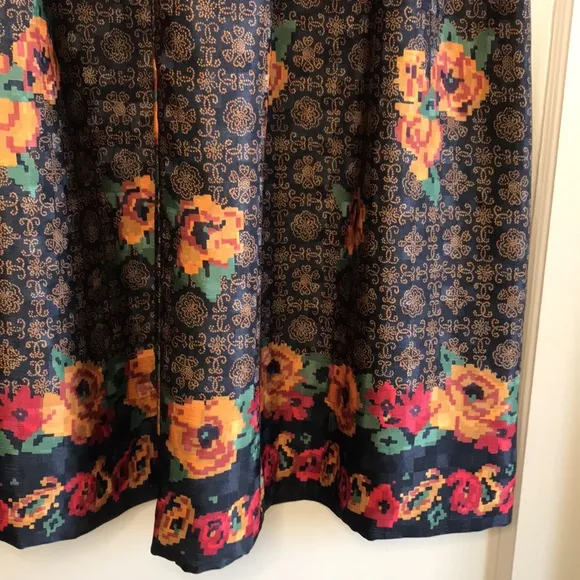 Vintage boho silk midi skirt