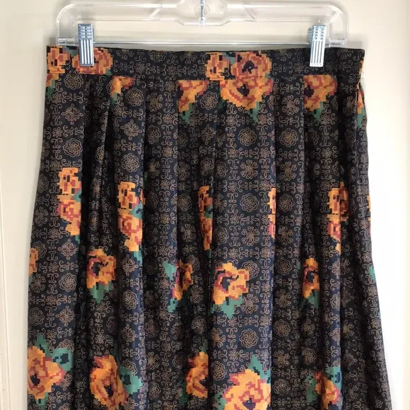 Vintage boho silk midi skirt
