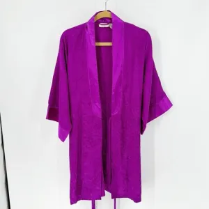Vintage Gold Label Victoria’s Secret magenta kimono tie waist robe sexy OS