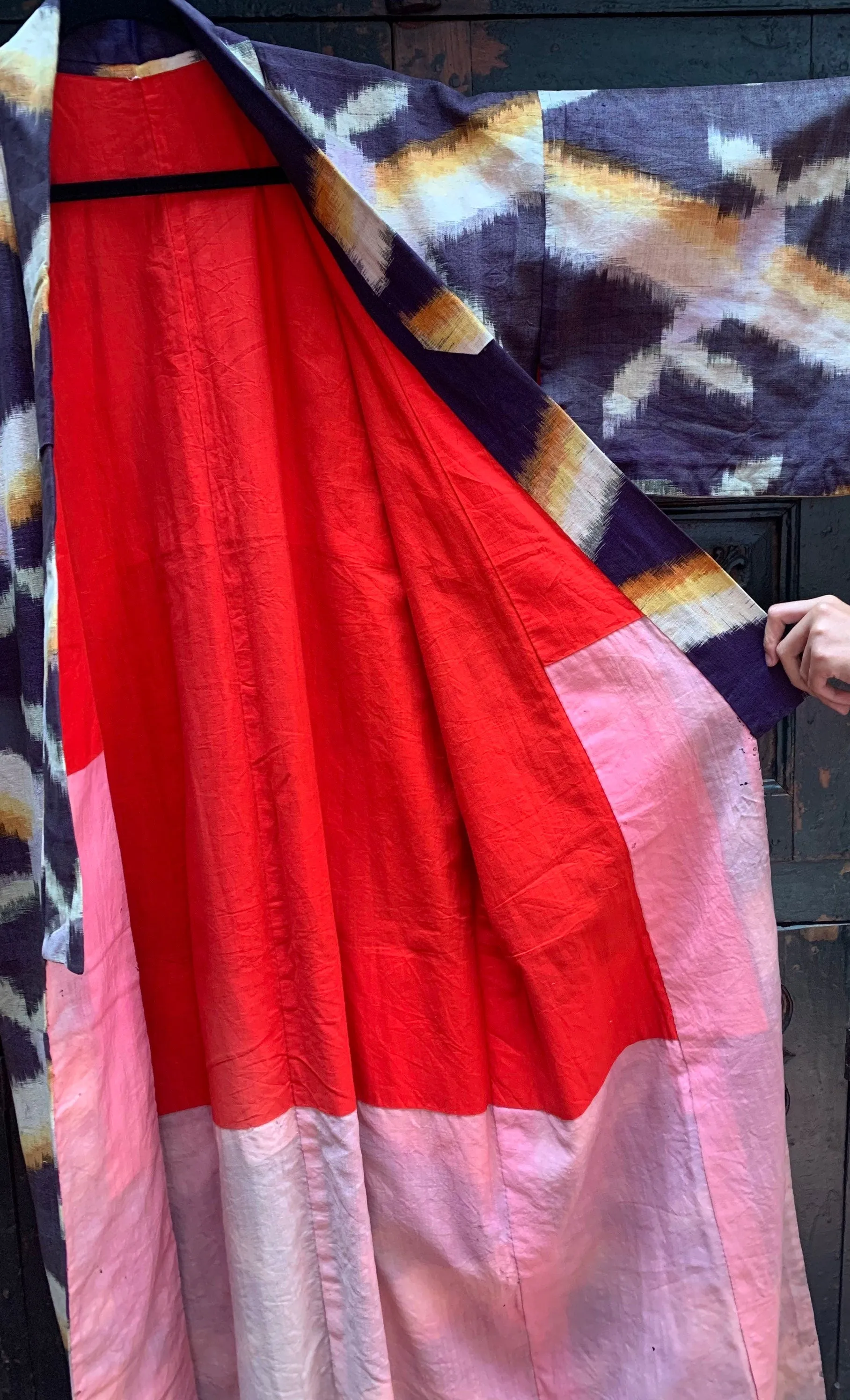 Vintage Hand-sewn Japanese Ikat Kimono
