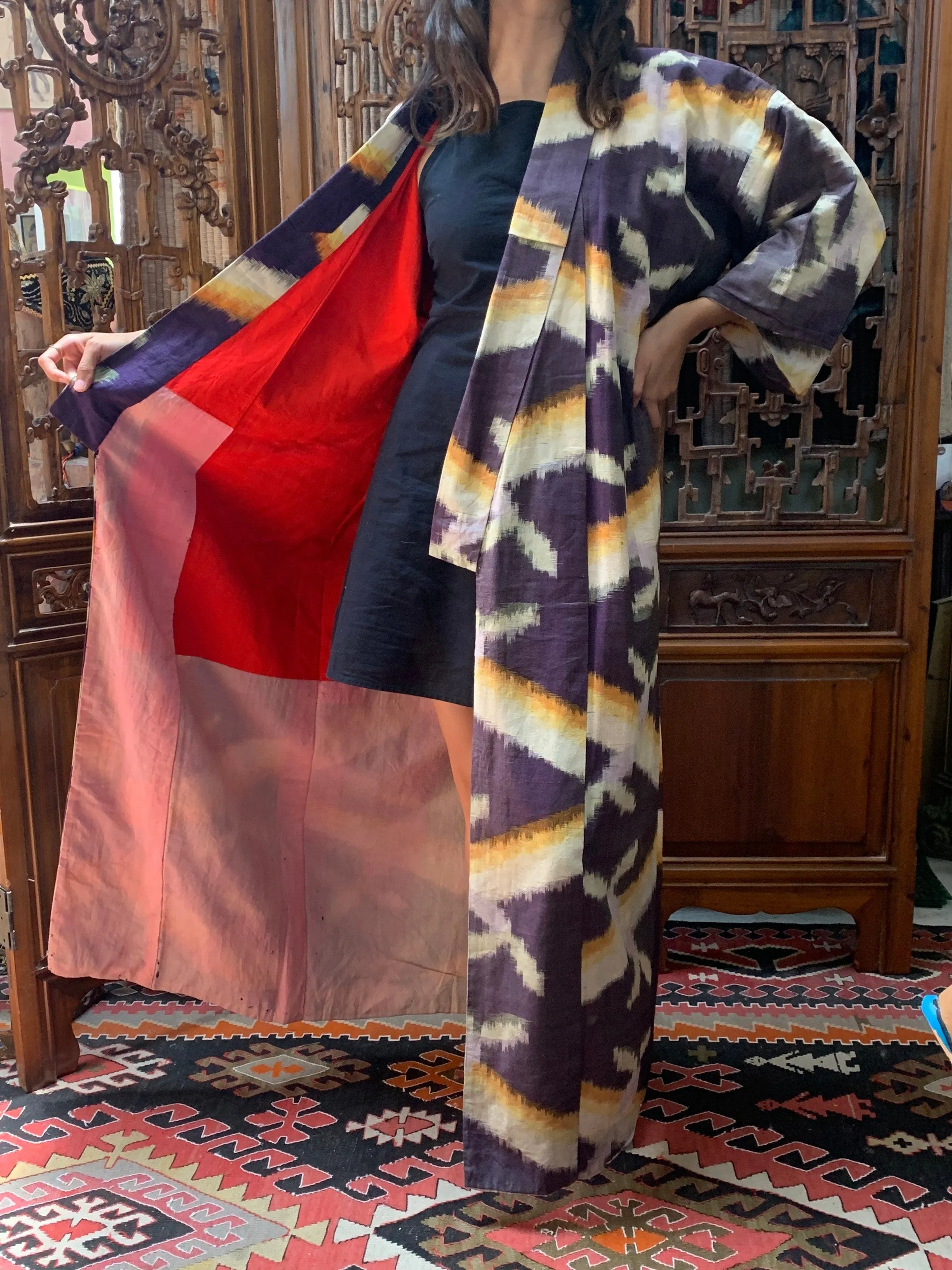 Vintage Hand-sewn Japanese Ikat Kimono
