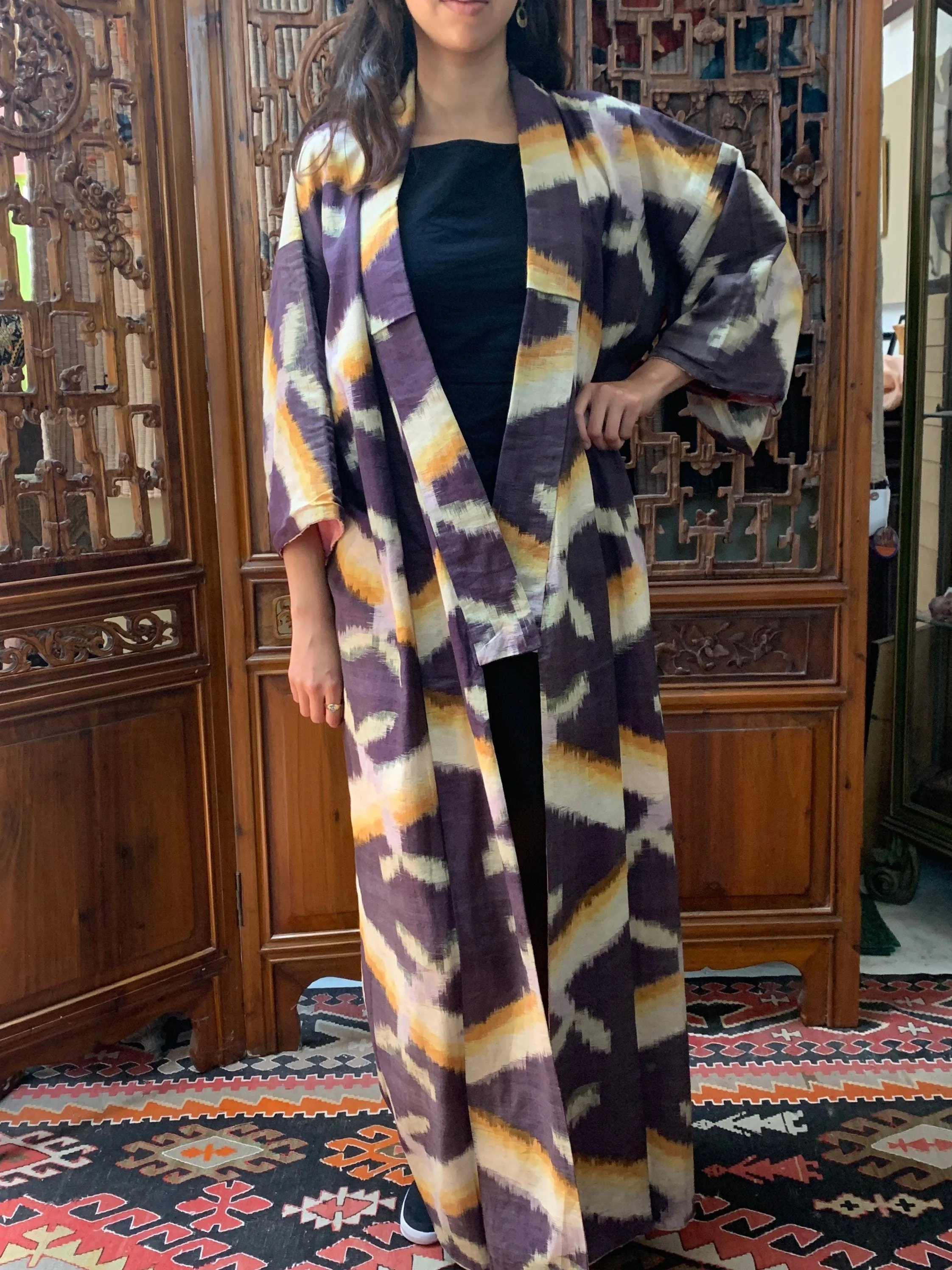 Vintage Hand-sewn Japanese Ikat Kimono
