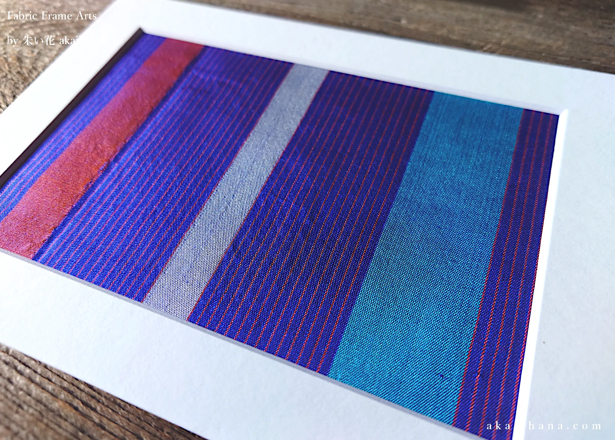 Vintage Kimono Fabric Art with a Frame Mat, ready to frame 5" x 7" ⦿frmn0005