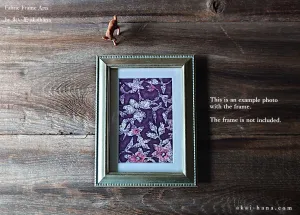 Vintage Kimono Fabric Art with a Frame Mat, ready to frame, 5" x 7" ⦿frmn0013